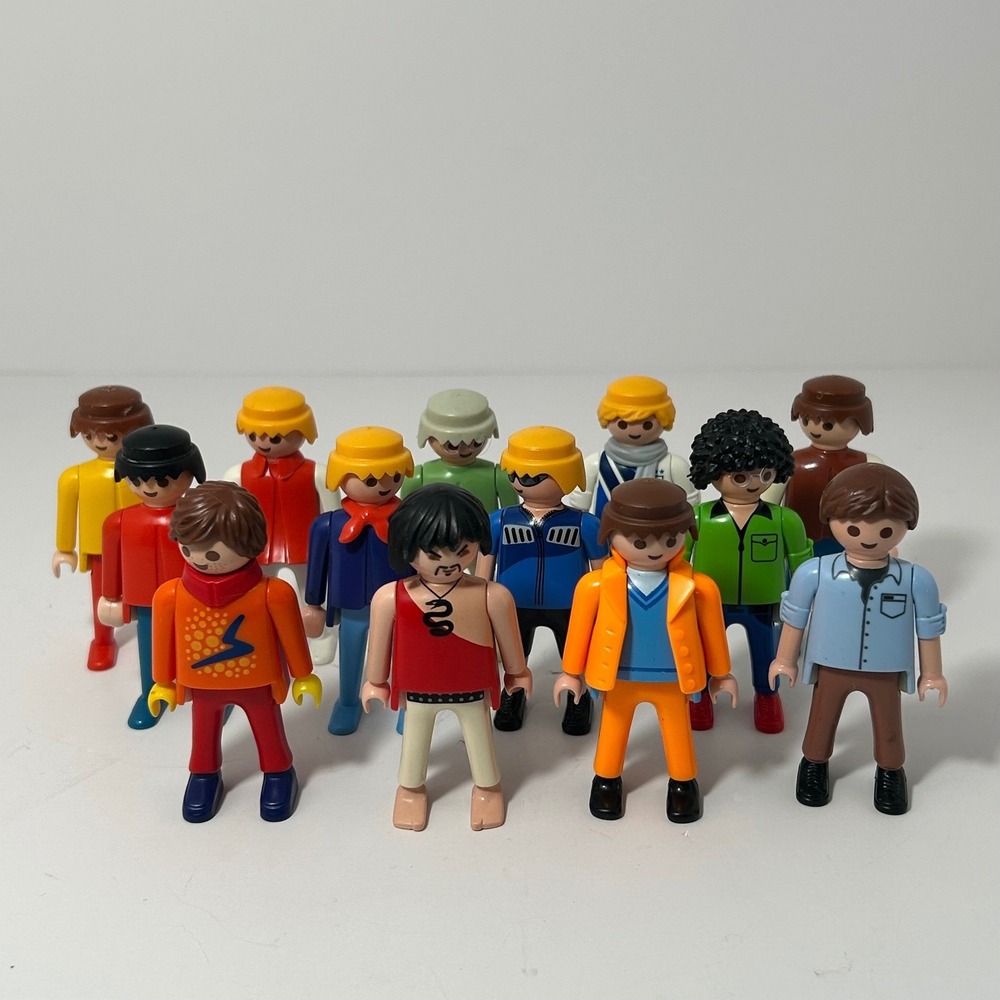 Playmobil Vintage Male Figure Lot of 13 Men People Figures Mixed Clothing Styles